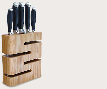 kitchen devils 5 piece contemporary knife set in a natural ash wood block